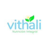 Logo de Vithali, empresa de nutrición, colores verde y blanco con icono de hoja